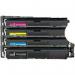 The picture shows a stack of TSW ink cartridges compatible with HP W2201A 220A, with a bright cyan color and a new chip. The cartridges have a page yield of 1800 pages and are labeled as CW2201A-C.