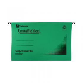 Rexel Crystalfile Flexi Standard Suspension Files Foolscap Green (Pack of 50) 3000040 TW13771