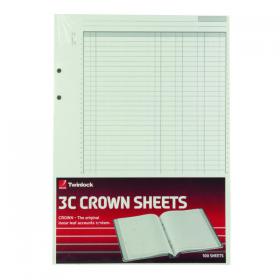 Rexel Crown 3C F9 Treble Cash Refill Sheets (Pack of 100) 75849 TW75849