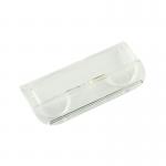 This photo shows a pack of 50 clear plastic suspension file tabs from Rexels Crystalfile series. The tabs have a sleek and modern design, making them easy to read and write on. They are perfect for organizing and labeling files in a professional setting.