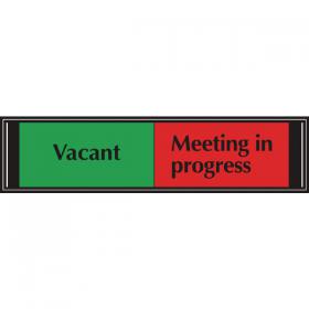 Sliding Sign Vacant/Meeting In Progress Self Adhesive 225x52mm UP20219