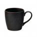 The photograph displays a set of six Murra Ash mugs, each holding 10.5oz. The mugs are sleek and modern, with a unique cutlery and crockery design. The color is a rich, dark ash tone and the mugs are perfectly stacked and aligned, creating an aesthetically pleasing and functional set.