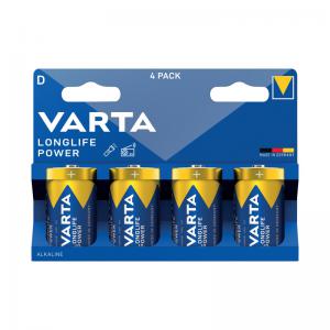 Varta Longlife Power D Alkaline Battery 1.5V Pack of 4 4920121424