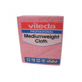 Vileda Medium Weight Cloth Red (10 Pack) 106400 VIL04871