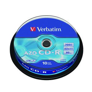 Verbatim CD-R Datalife Non-AZO 52x 700MB Pack of 10 43437 VM34375