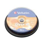 Verbatim DVD-R 16x Branded Silver Spindle of 10 Discs - 43523 VM35235