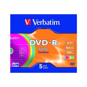 Verbatim DVD-R Non-Printable Jewel Case 16x 4.7GB (Pack of 5) 43557 VM35570