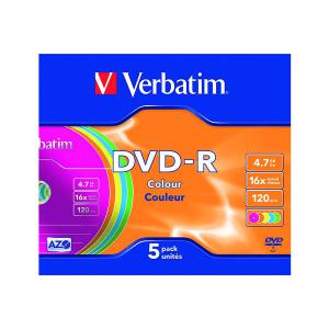 Image of Verbatim DVD-R Non-Printable Jewel Case 16x 4.7GB Pack of 5 43557