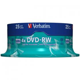 Verbatim DVD-RW 4x Non-Printable 4x 4.7GB (Pack of 25) 43639 VM36393