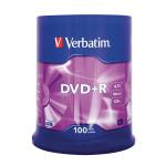 Verbatim DVD+R 16x Speed Spindle 4.7GB (Pack of 100) 43551 VM36515
