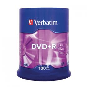 Verbatim DVD+R 16x Speed Spindle 4.7GB (Pack of 100) 43551 VM36515