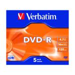 Verbatim DVD-R Speed Jewel Case 4x 4.7GB (Pack of 5) 43246 VM43168