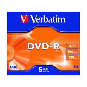 Image of Verbatim DVD-R Speed Jewel Case 4x 4.7GB Pack of 5 43246 VM43168