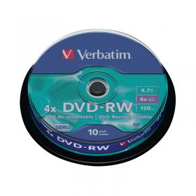 Verbatim DVD-RW 4x 4.7GB (Pack of 10) 43552 VM43552