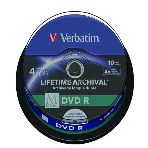 Verbatim M-Disc DVD R 4.7 GB 4x Printable Spindle (Pack VM43824