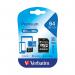 Verbatim Premium SDXC Micro Card 64GB with Adapter 44084 VM44084