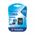 Verbatim Premium Micro SDXC Card with Adapter 256GB C10U1 44087 VM44087