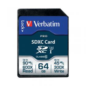 Verbatim Pro SDXC 64Gb Memory Card Class 10 UHS-I U3 47022 VM47022