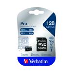 Verbatim Pro microSDXC Memory Card Class 3 128GB 47044 VM47044