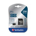 Verbatim Pro U3 Micro SDXC Memory Card 256GB with SD Adapter 47045 VM47045