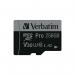 Verbatim Pro U3 Micro SDXC Memory Card 256GB with SD Adapter 47045 VM47045