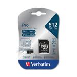 Verbatim Pro U3 Micro SDXC Memory Card 512GB with SD Adapter 47046 VM47046