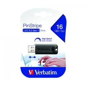 Verbatim Pinstripe USB 3.0 Flash Drive 16GB Black 49316 VM49316