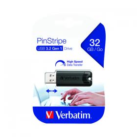 Verbatim Pinstripe USB 3.0 Flash Drive 32GB Black 49317 VM49317