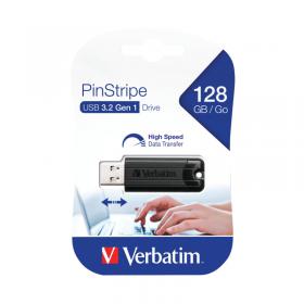 Verbatim Black Pinstripe 128GB USB 3.0 Flash Drive 49319 VM49319