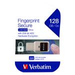 Verbatim Fingerprint Secure USB 3.0 Drive 128GB Aluminium 49339 VM49339