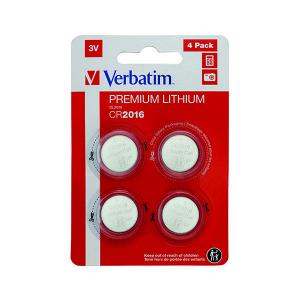 Verbatim CR2016 3V Premium Lithium Battery Pack of 4 49531 VM49531