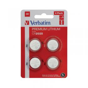 Verbatim CR2025 3V Premium Lithium Battery (Pack of 4) 49532 VM49532