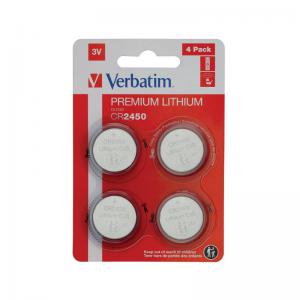 Verbatim CR2450 3V Premium Lithium Battery Pack of 4 49535 VM49535