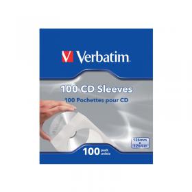 Verbatim CD/DVD Sleeves Paper (100 Pack) 49976 VM49976