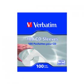 Verbatim CD/DVD Sleeves Paper (Pack of 100) 49976 VM49976