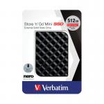 Verbatim Store n Go Mini SSD USB 3.2 512GB Black 53236 VM53236