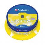 Verbatim DVD+RW Spindle 4x 4.7GB (Pack of 25) 43489 VM83324