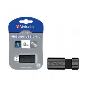 Verbatim Pinstripe USB Drive 8GB Black 49062 VM90623