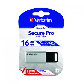 Verbatim Secure Pro USB 3.0 Flash Drive 16GB Silver/Black 98664 VM98664