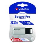 Verbatim Secure Pro USB 3.0 Flash Drive 32GB Silver/Black 98665 VM98665