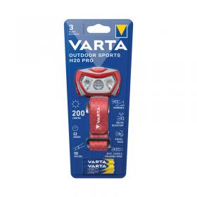 Varta Outdoor Sports H20 Pro Head Torch 3xAAA 52 Hours Run Time RedGrey 17650101421 VR02152