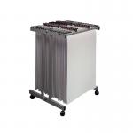 This photo showcases a grey Vistaplan A1 Plan Hanger Trolley Carrier. The trolley features easy maneuverability and can conveniently hold Vistaplan Plan Filing items. Hangers are not included.