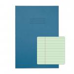 RHINO A4 Tinted Exercise Book 48 Pages / 24 Leaf Light Blue with Green Paper 8mm Lined with Margin EX68197G-8