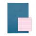 RHINO A4 Tinted Exercise Book 48 Pages / 24 Leaf Light Blue with Pink Paper 8mm Lined with Margin EX68197PP-6