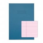 RHINO A4 Tinted Exercise Book 48 Pages / 24 Leaf Light Blue with Pink Paper 8mm Lined with Margin EX68197PP-6
