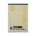 RHINO A4 Tinted Refill Pad 100 Pages / 50 Leaf Yellow Paper 8mm Lined with Margin HAYFM-6