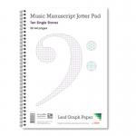 Leaf Graph A4 Manuscript Music Paper Single Stave Staff Wirebound Book (50 pages) LG0903-031-8