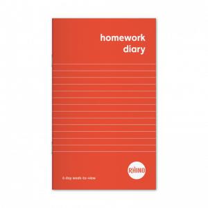 RHINO Education A6 Homework Diary 84 Pages 42 Leaf 6-Day Week SDWD1-0