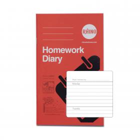 RHINO Education A6+ Homework Diary 84 Pages / 42 Leaf 6-Day Week SDWD1-0