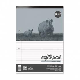 RHINO Office A4 Refill Pad Headbound 160 Pages 80 Leaf 8mm Lined with Margin V4FMH-4
